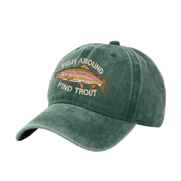 Casquette de baseball ajustable brodée « Fish Around Find Trout »