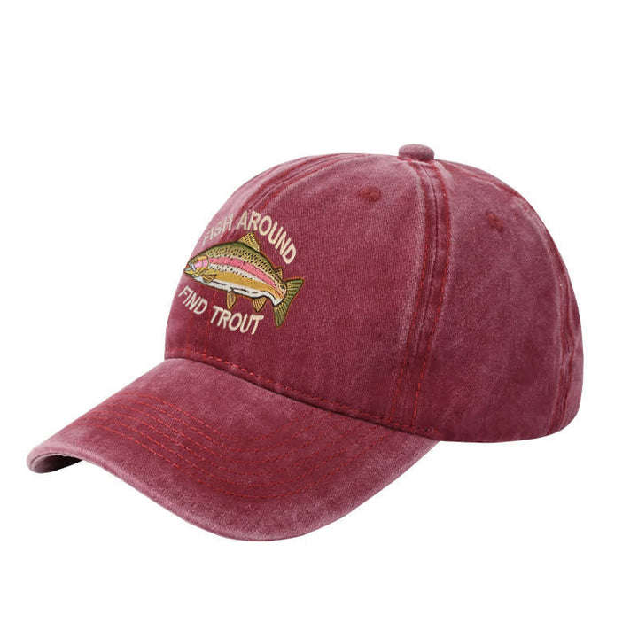 Casquette de baseball ajustable brodée « Fish Around Find Trout »