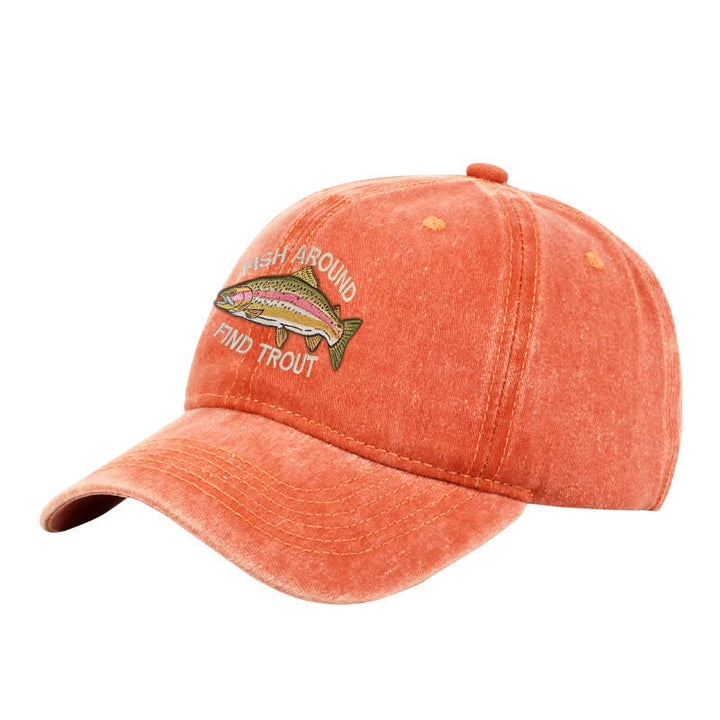 Casquette de baseball ajustable brodée « Fish Around Find Trout »