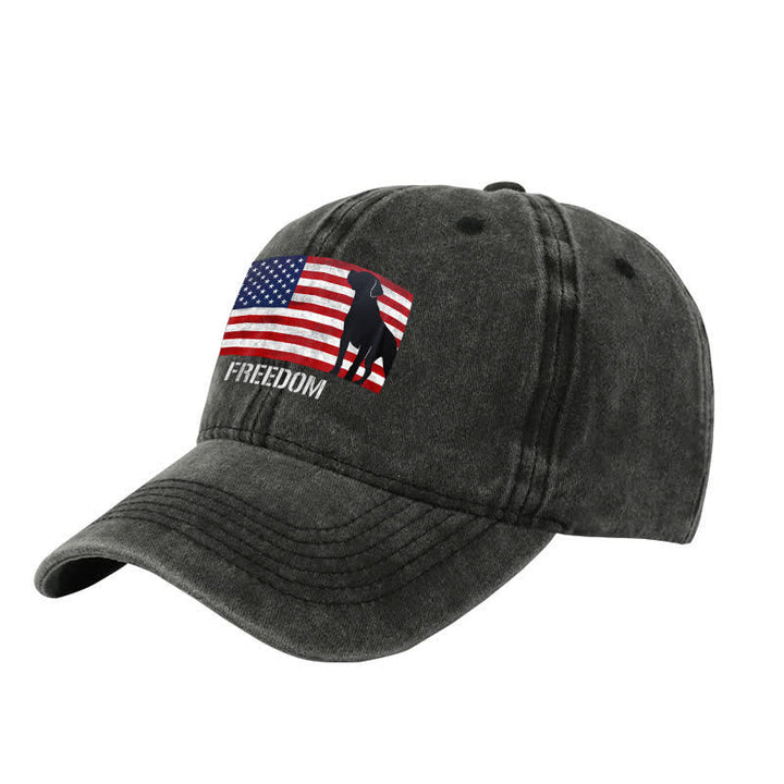 Casquette de baseball ajustable brodée avec drapeau américain et chiens et liberté