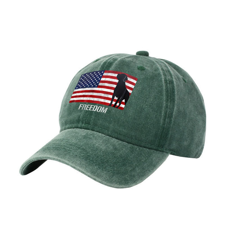 Casquette de baseball ajustable brodée avec drapeau américain et chiens et liberté