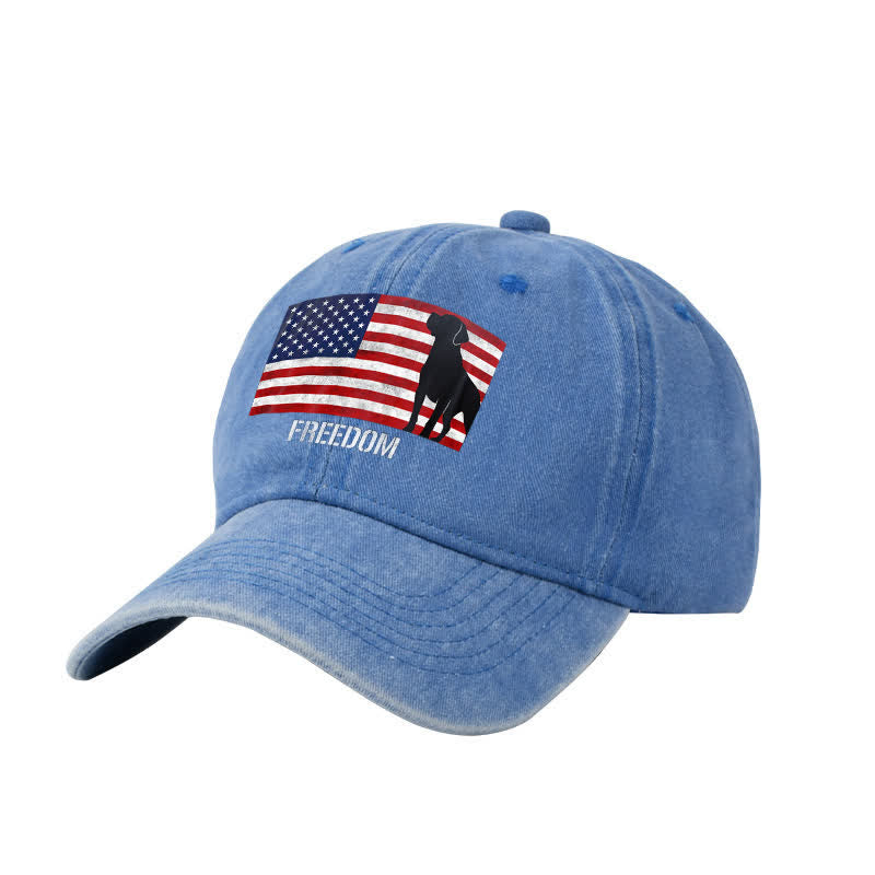 Casquette de baseball ajustable brodée avec drapeau américain et chiens et liberté