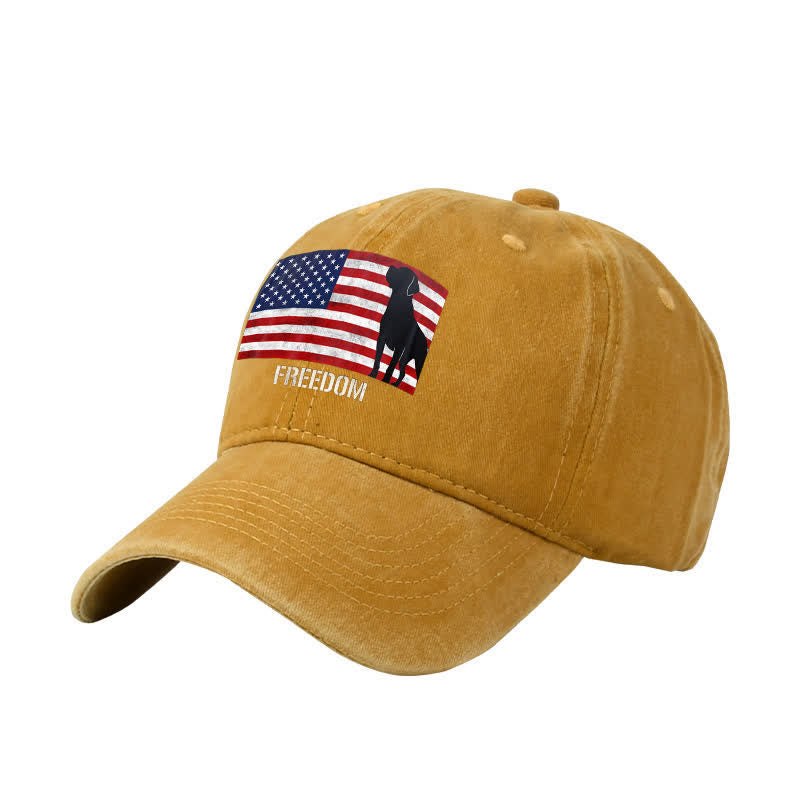 Casquette de baseball ajustable brodée avec drapeau américain et chiens et liberté