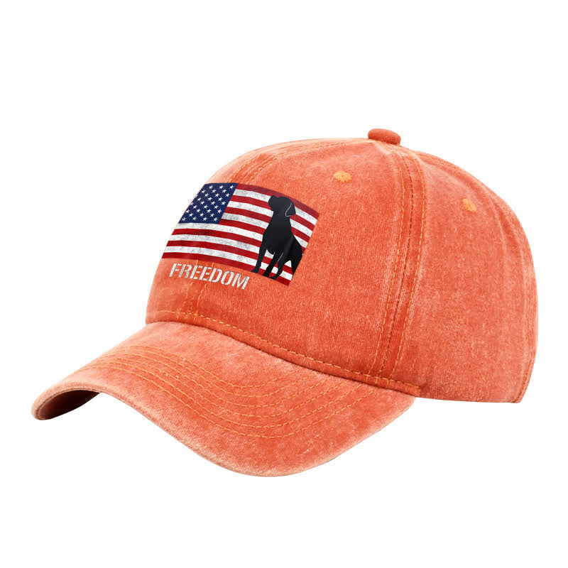 Casquette de baseball ajustable brodée avec drapeau américain et chiens et liberté