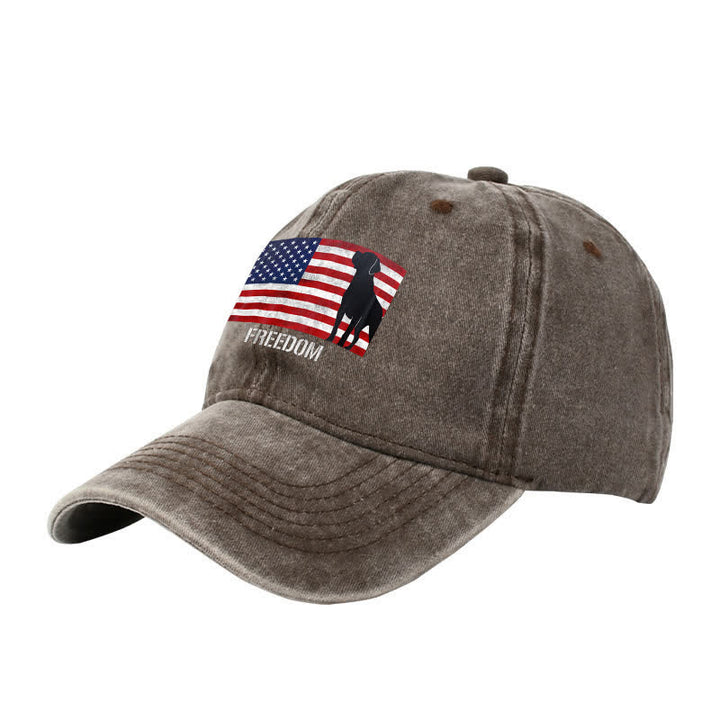 Casquette de baseball ajustable brodée avec drapeau américain et chiens et liberté