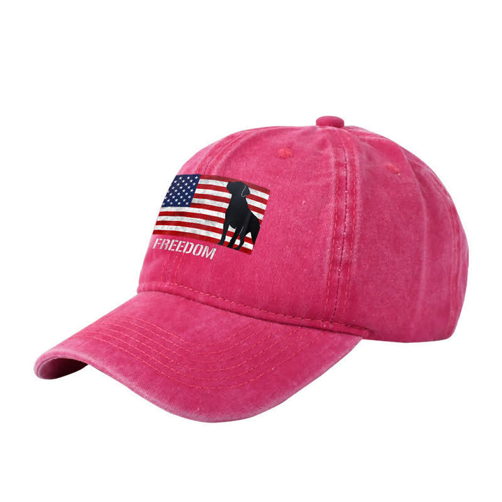 Casquette de baseball ajustable brodée avec drapeau américain et chiens et liberté