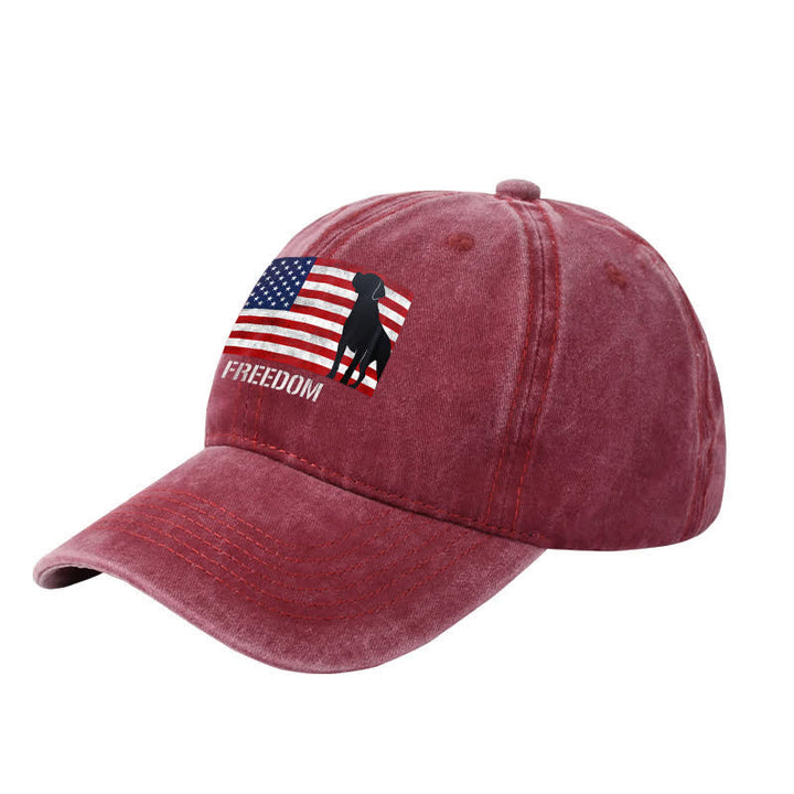 Casquette de baseball ajustable brodée avec drapeau américain et chiens et liberté