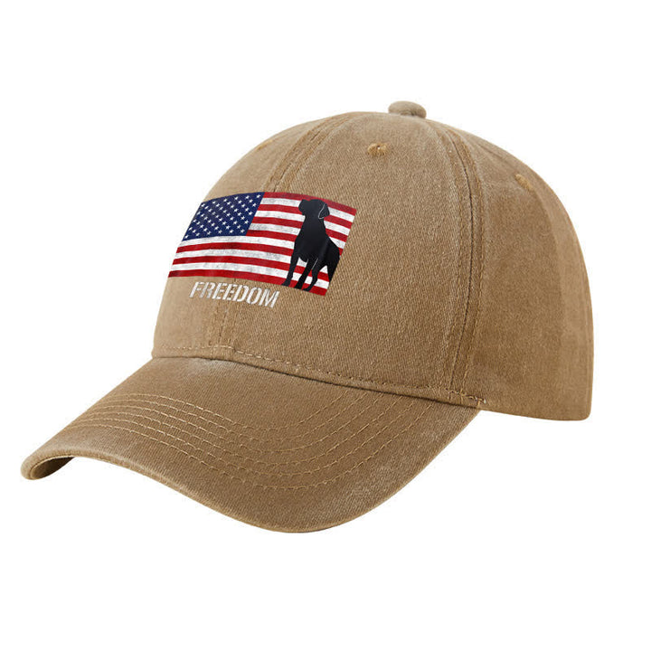 Casquette de baseball ajustable brodée avec drapeau américain et chiens et liberté