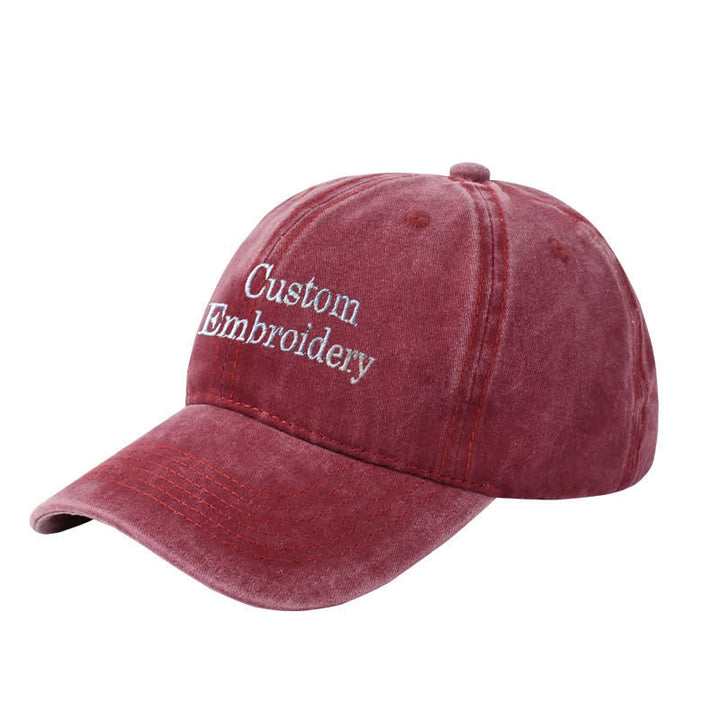 Casquette de baseball ajustable brodée personnalisée avec texte personnalisé - Bourgogne - Réglable (environ 21 5/8"-23 1/4") - image 0
