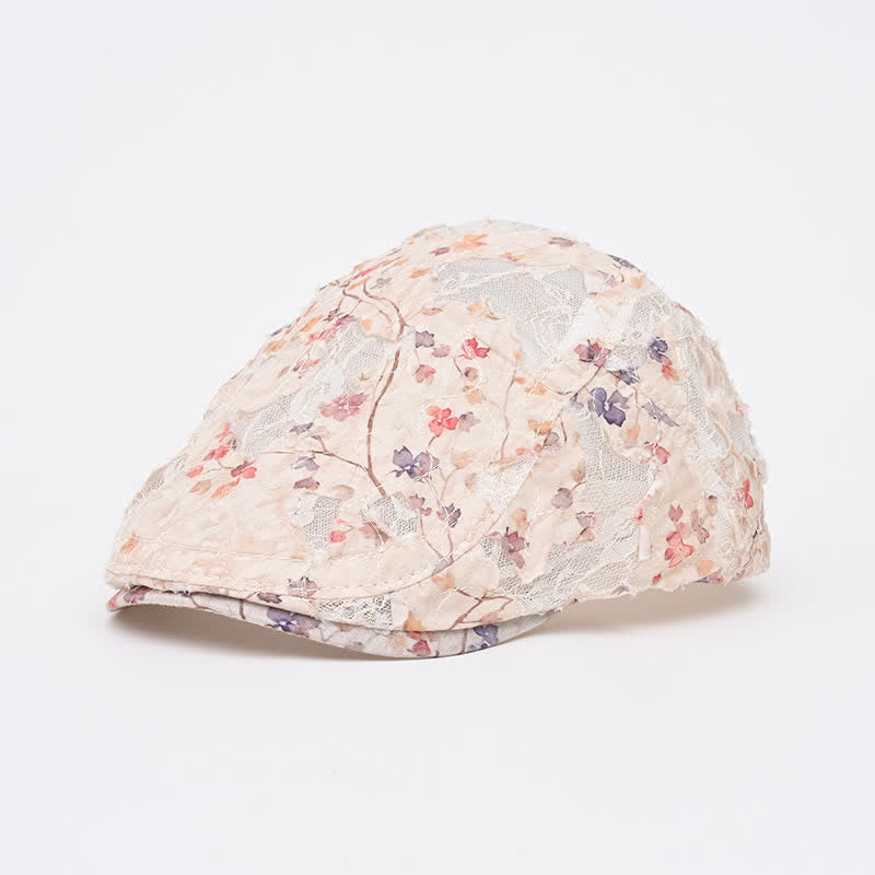 Béret en tissu perforé vieilli rétro