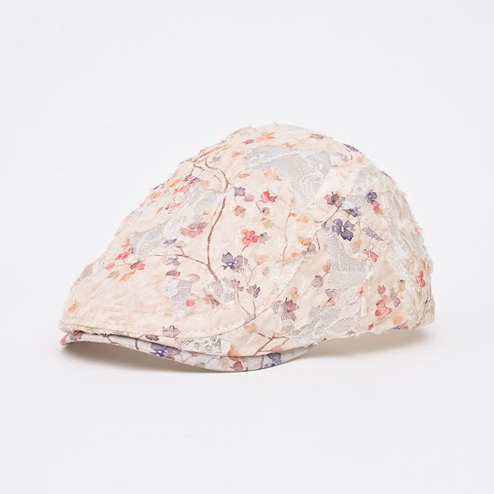 Béret en tissu perforé vieilli rétro