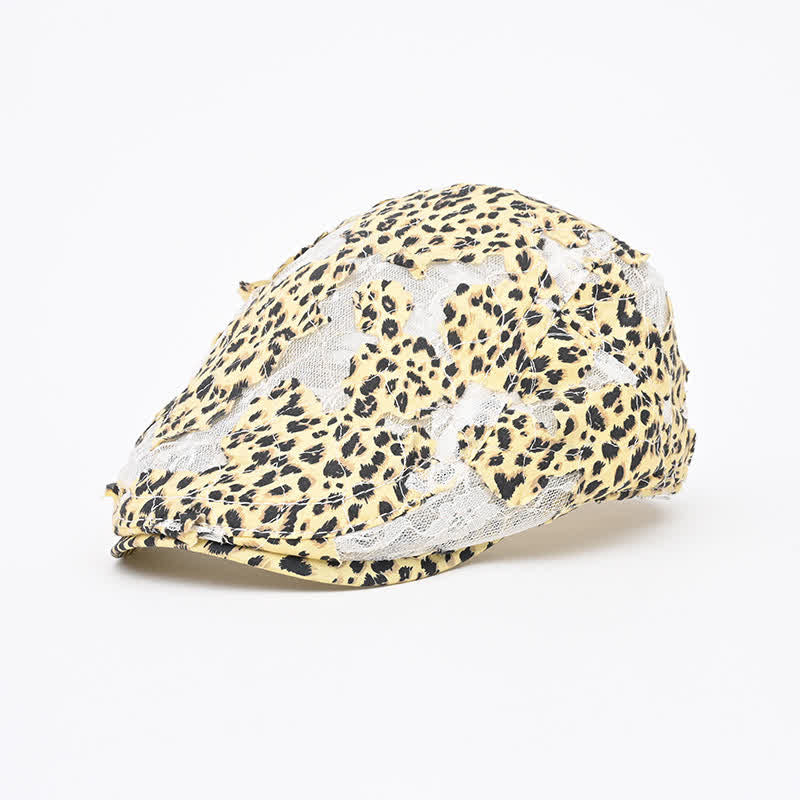 Béret en tissu perforé vieilli rétro