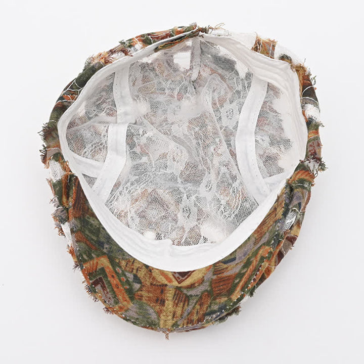 Béret en tissu perforé vieilli rétro