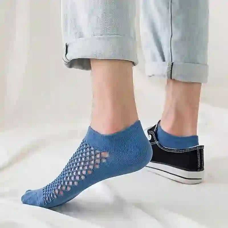 Chaussettes courtes d'été respirantes en maille fine de couleur unie