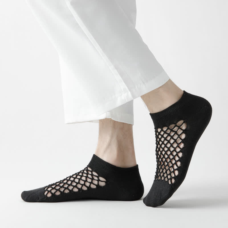 Chaussettes courtes d'été respirantes en maille fine de couleur unie
