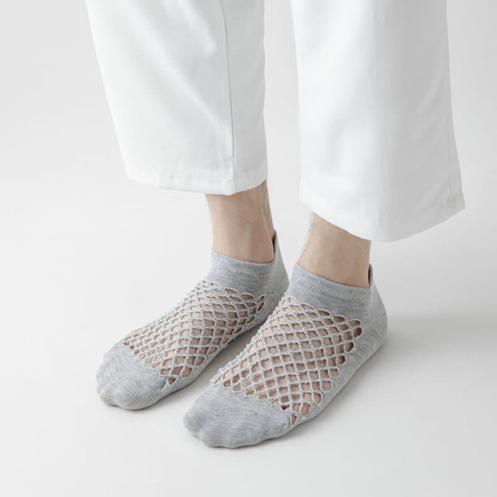Chaussettes courtes d'été respirantes en maille fine de couleur unie