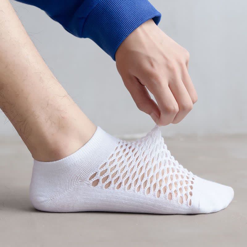 Chaussettes courtes d'été respirantes en maille fine de couleur unie
