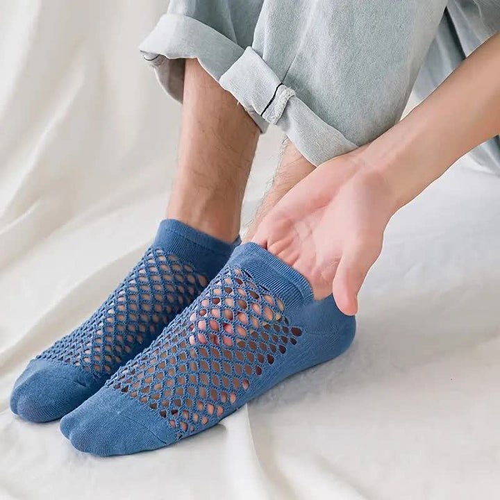 Chaussettes courtes d'été respirantes en maille fine de couleur unie