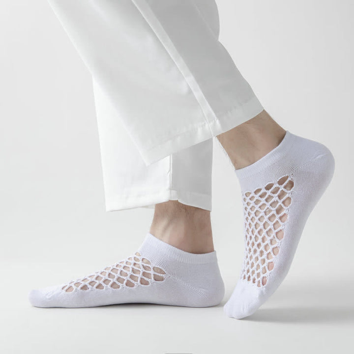 Chaussettes courtes d'été respirantes en maille fine de couleur unie