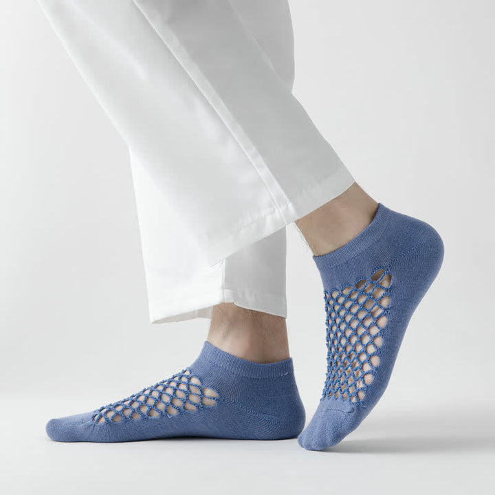 Chaussettes courtes d'été respirantes en maille fine de couleur unie