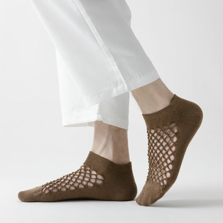 Chaussettes courtes d'été respirantes en maille fine de couleur unie
