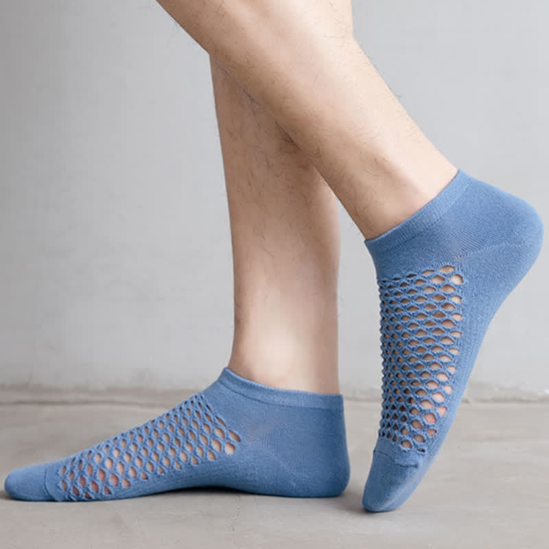 Chaussettes courtes d'été respirantes en maille fine de couleur unie