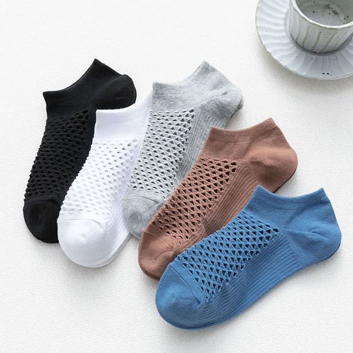Chaussettes courtes d'été respirantes en maille fine de couleur unie
