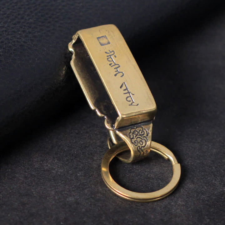 Porte-clés à clip de ceinture en laiton massif à motif vintage