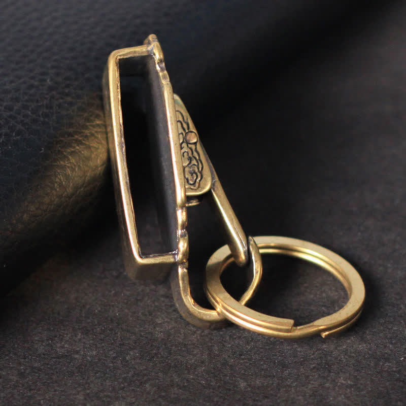 Porte-clés à clip de ceinture en laiton massif à motif vintage