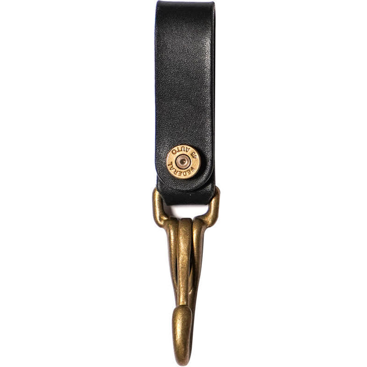 Porte-clés rétro en cuir véritable avec boucle de ceinture