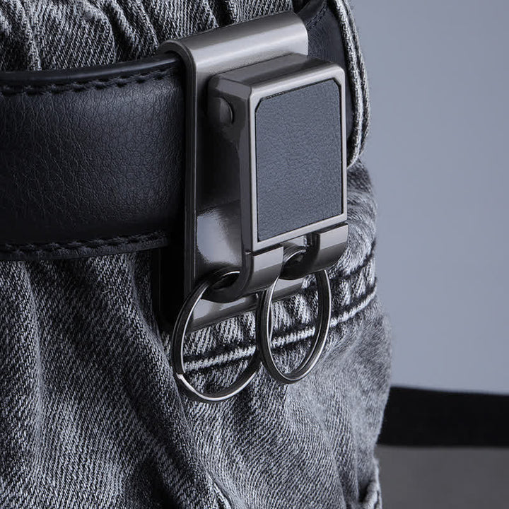 Porte-clés à boucle de ceinture en métal robuste à double anneau