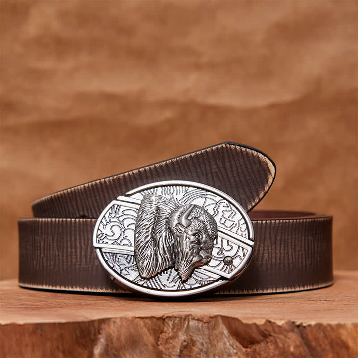 Ceinture en cuir pour homme avec couteau pliant caché en bison