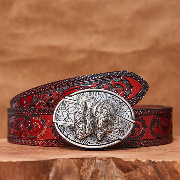 Ceinture en cuir pour homme avec couteau pliant caché en bison
