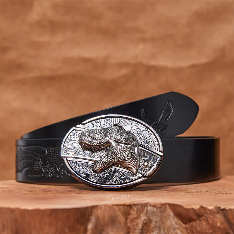 Ceinture en cuir pour homme avec couteau pliant caché en forme de dinosaure