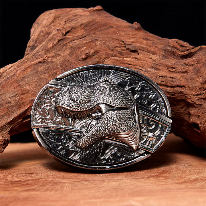 Ceinture en cuir pour homme avec couteau pliant caché en forme de dinosaure