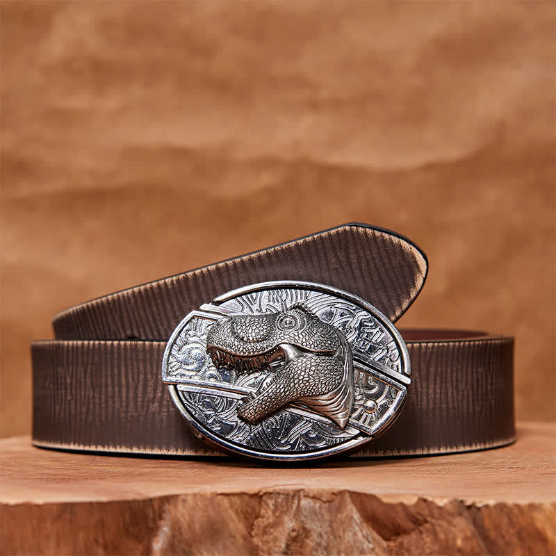 Ceinture en cuir pour homme avec couteau pliant caché en forme de dinosaure