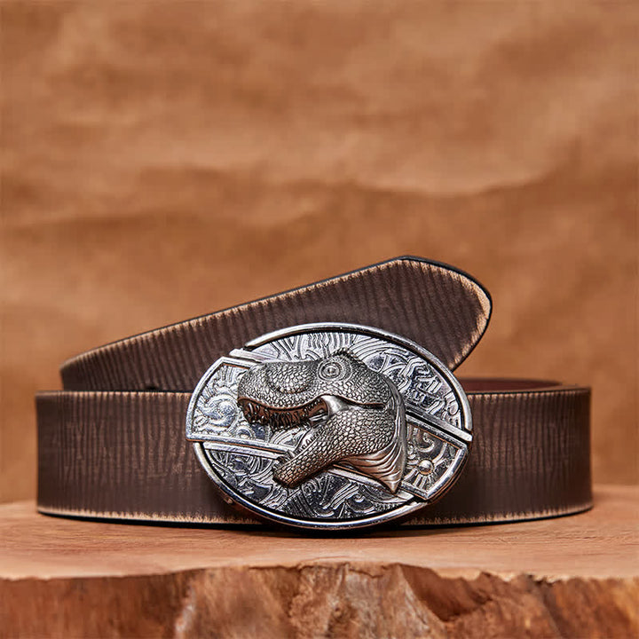 Ceinture en cuir pour homme avec couteau pliant caché en forme de dinosaure