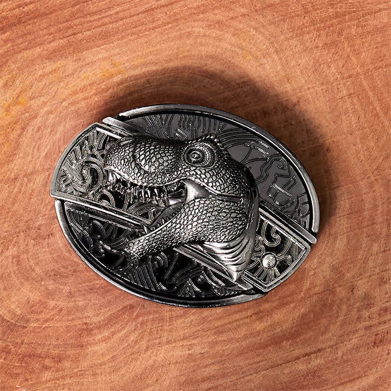 Ceinture en cuir pour homme avec couteau pliant caché en forme de dinosaure