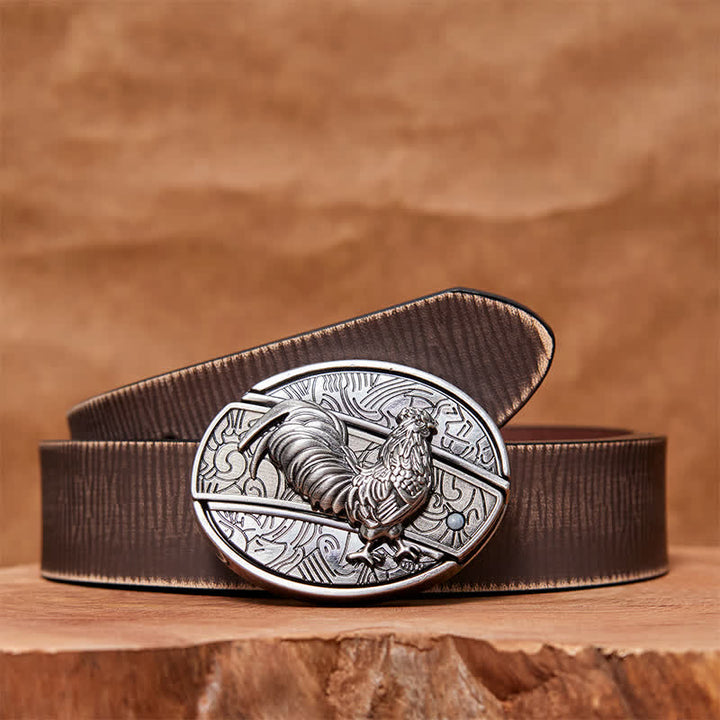 Ceinture en cuir pour homme avec couteau pliant caché en forme de coq