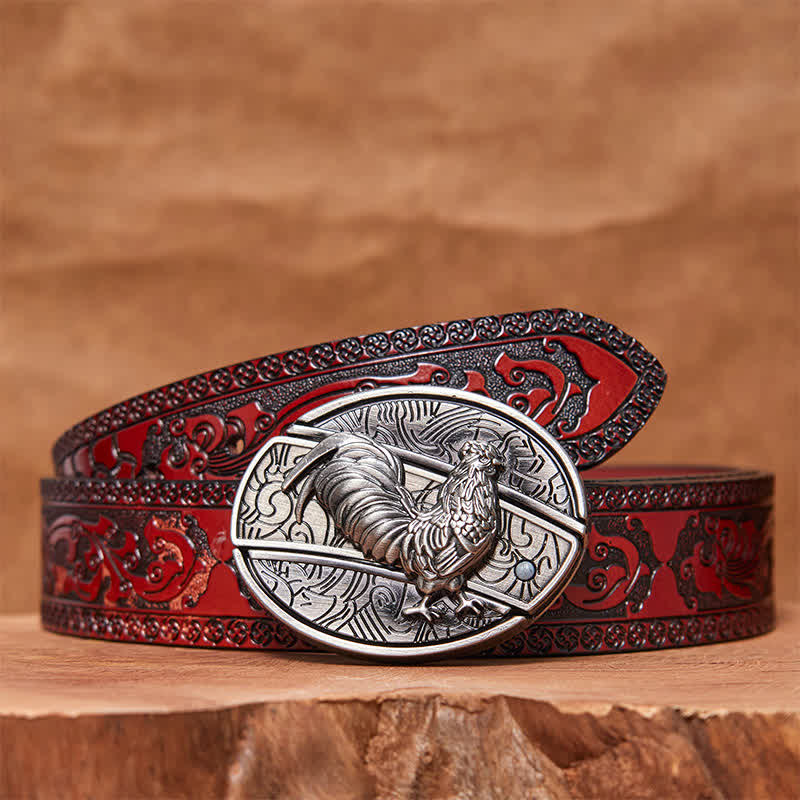 Ceinture en cuir pour homme avec couteau pliant caché en forme de coq