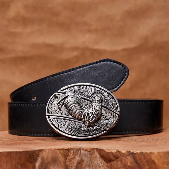 Ceinture en cuir pour homme avec couteau pliant caché en forme de coq