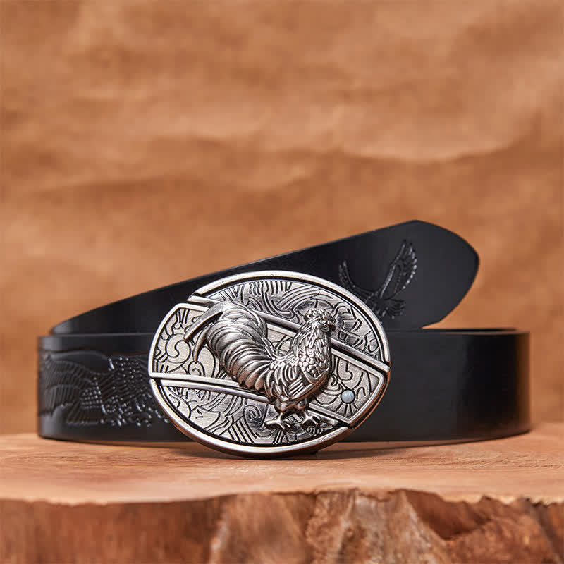 Ceinture en cuir pour homme avec couteau pliant caché en forme de coq
