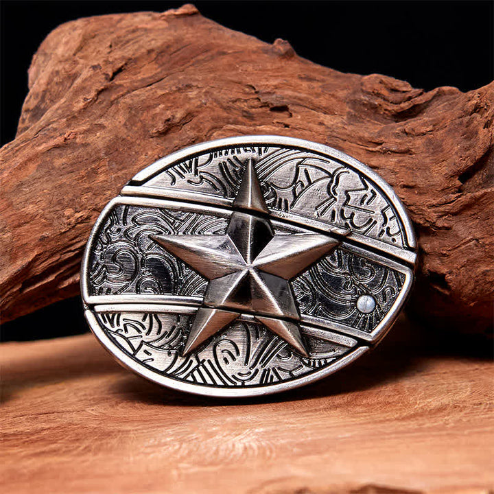 Ceinture en cuir pour homme avec couteau pliant caché en pentagramme