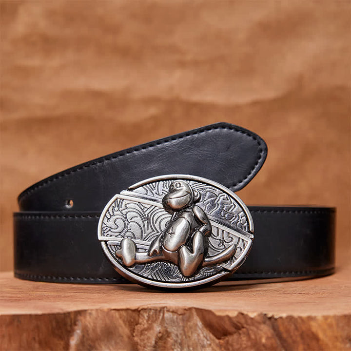 Ceinture en cuir pour homme avec couteau pliant caché et singe