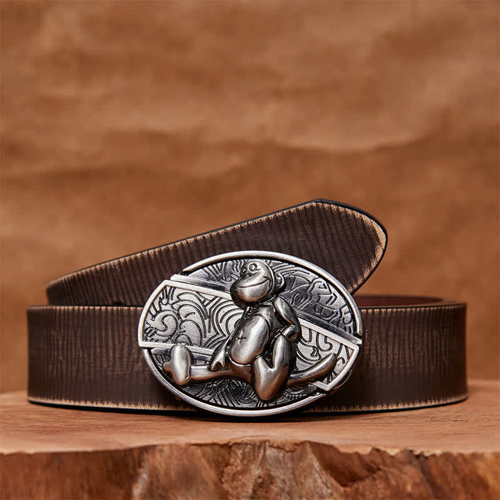 Ceinture en cuir pour homme avec couteau pliant caché et singe