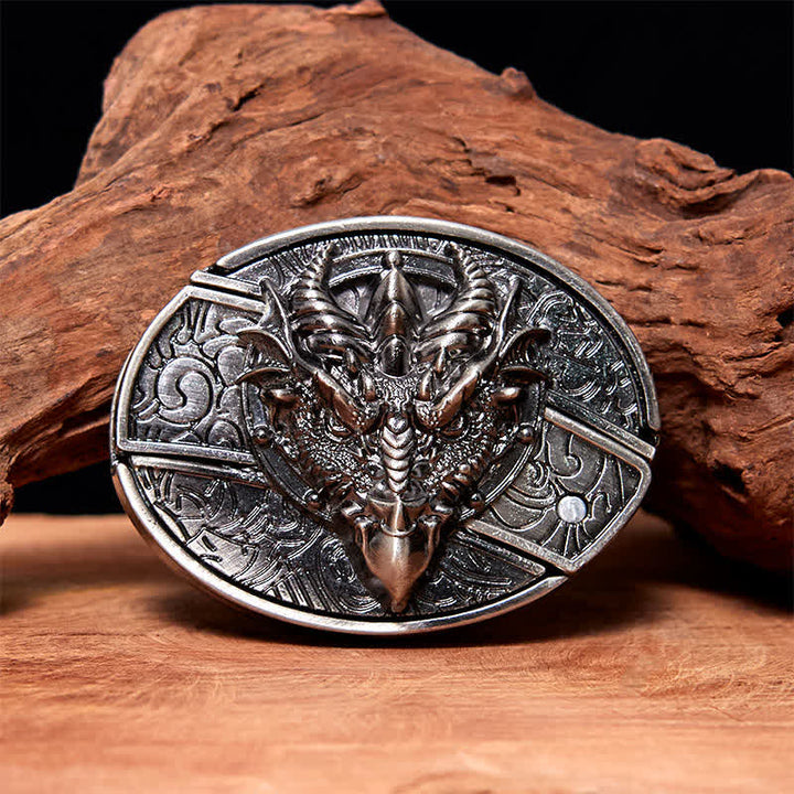 Ceinture en cuir pour homme avec couteau pliant caché et dragon tranchant