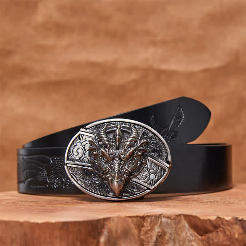 Ceinture en cuir pour homme avec couteau pliant caché et dragon tranchant