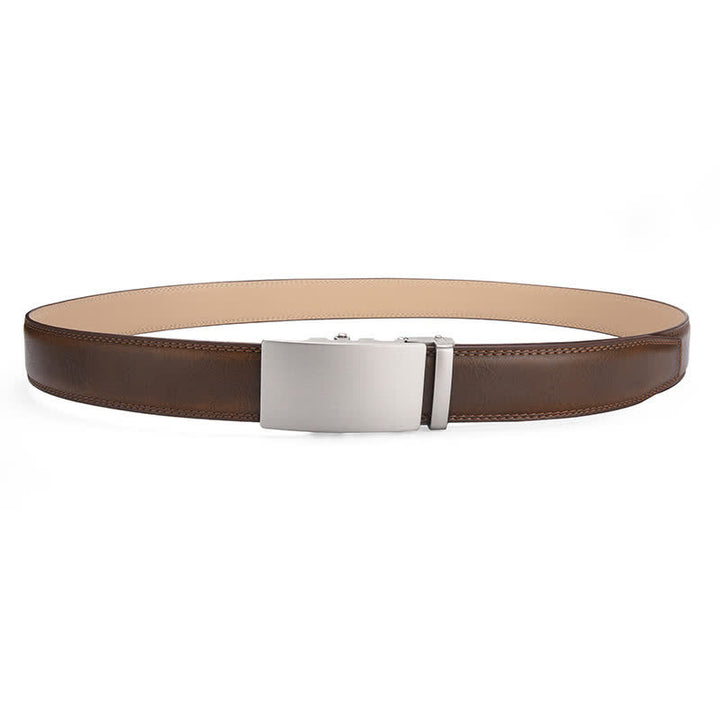 Ceinture en cuir mat vierge à boucle automatique et motif craquelé