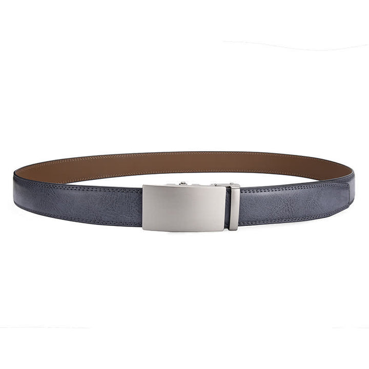 Ceinture en cuir mat vierge à boucle automatique et motif craquelé