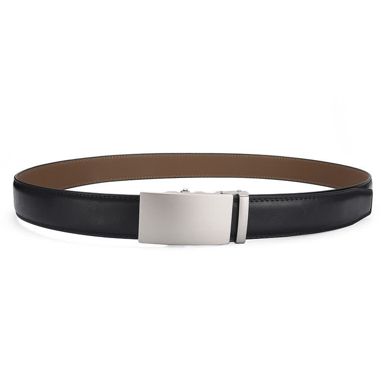 Ceinture en cuir mat vierge à boucle automatique et motif craquelé